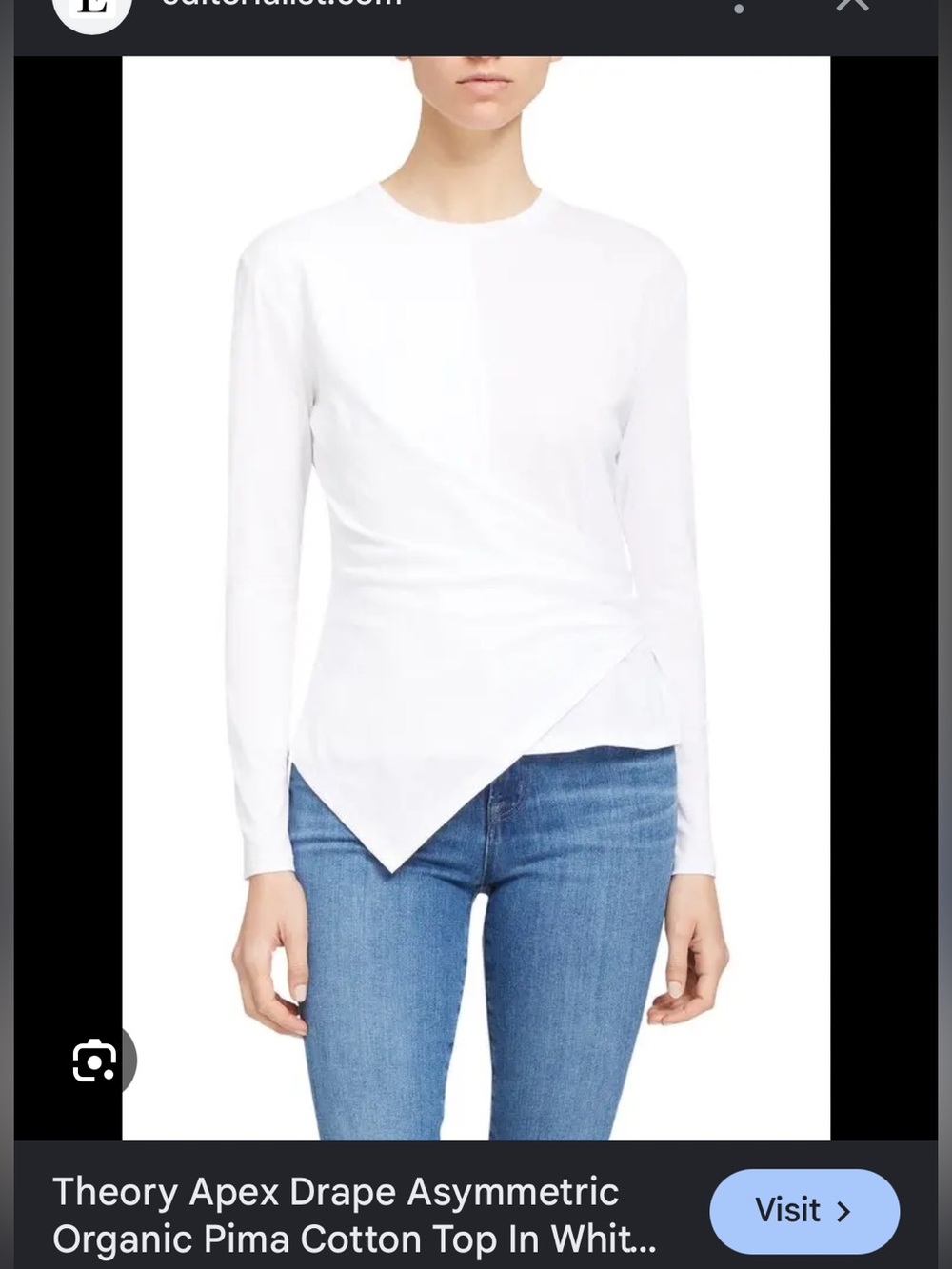 Theory asymmetric drape apex tee white